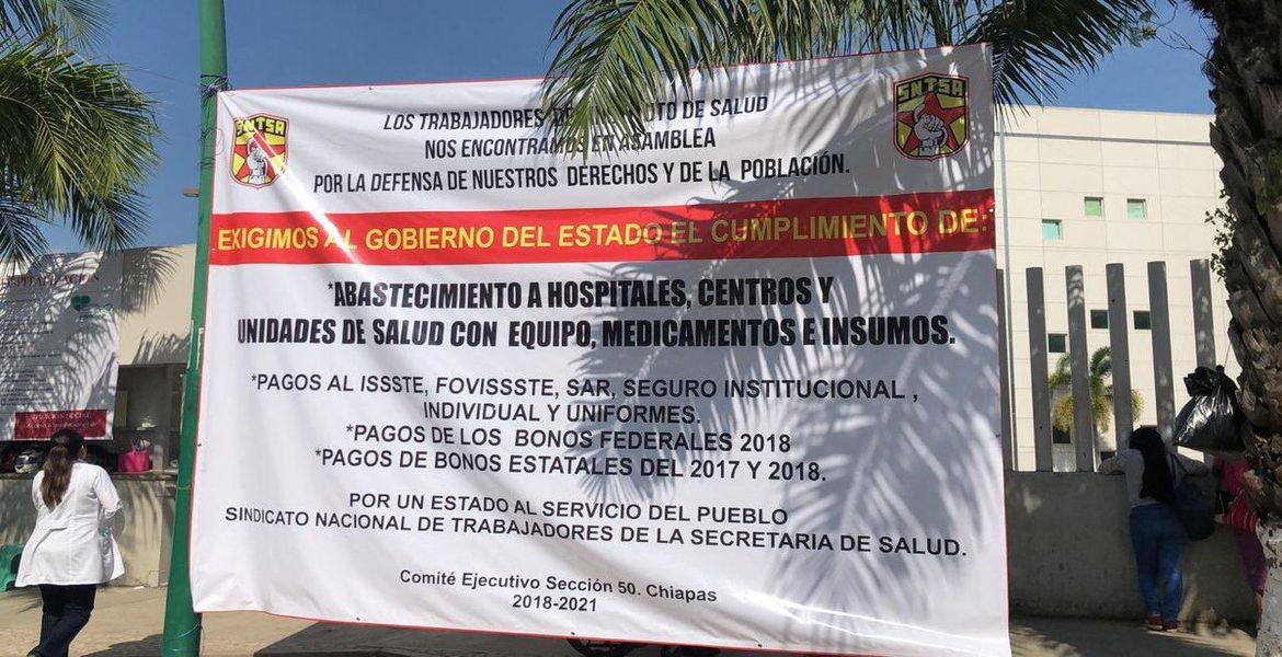 Estalla huelga en sector salud de Chiapas; demandan medicamentos y pago de salarios